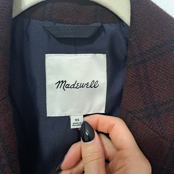 Madewell Larsen Blazer Windowpane Plaid Merlot XS NWOT - Picture 7 of 8